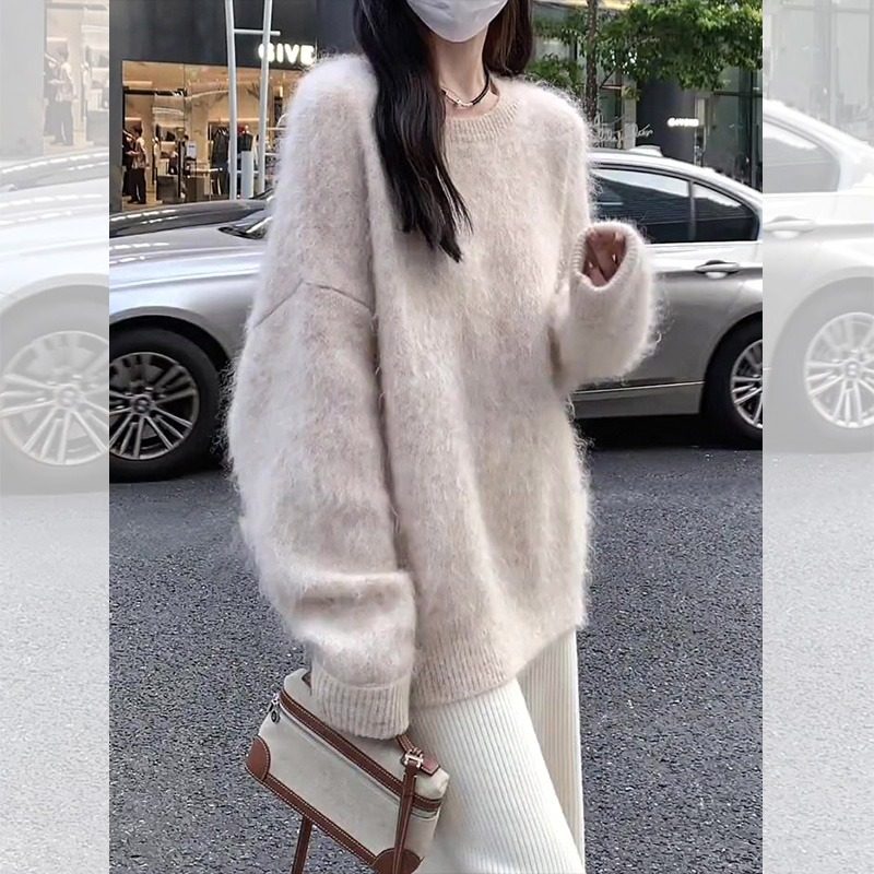 加厚毛茸茸仿貂毛衣女秋冬新款2025软糯慵懒风套头上衣宽松高级感