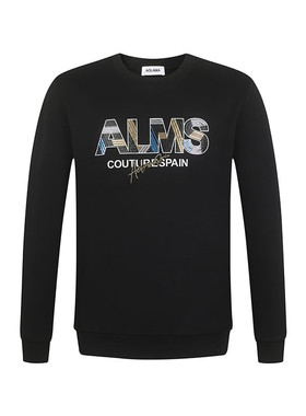 AOLAMA奥拉玛轻奢男装冬季新款卫衣厚字母贴钻卫衣081354507