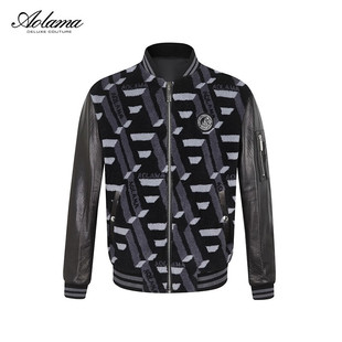 AOLAMA奥拉玛男装冬新款混纺拼接绵皮子立领毛服装外套080854809