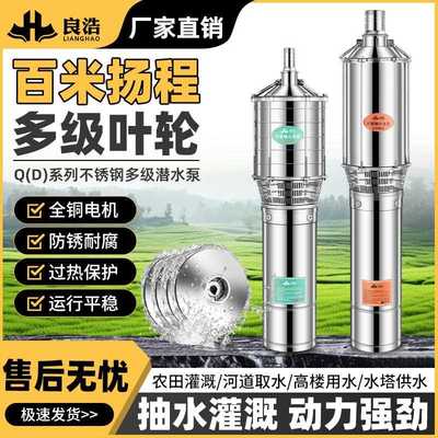 304不锈钢高扬程多级泵220V家用抽水泵高压农田灌溉耐腐蚀深井泵