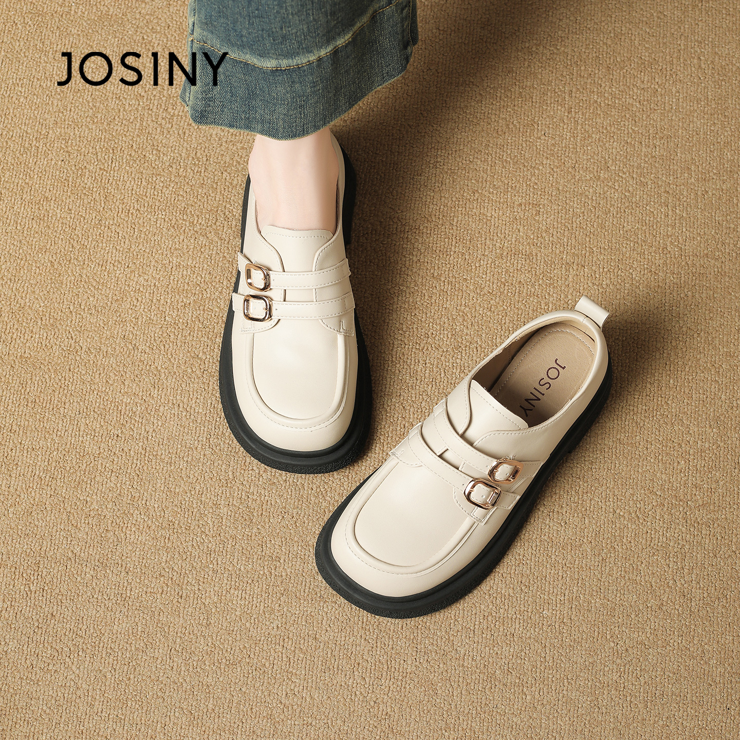 卓诗尼厚底时尚百搭乐福鞋