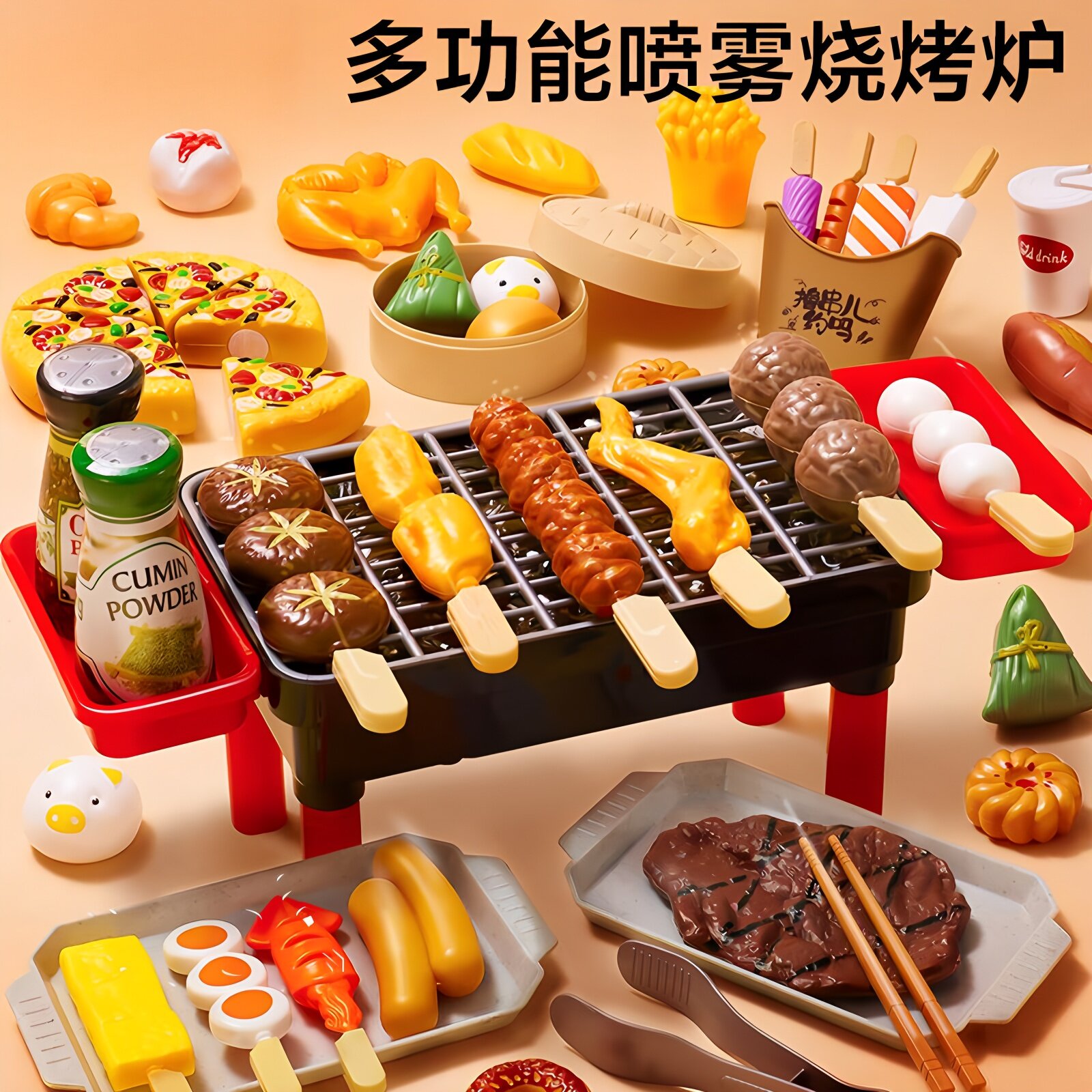 迷你小厨房女孩关东煮饭宝宝做饭仿真串烧烤架套装儿童过家家玩具
