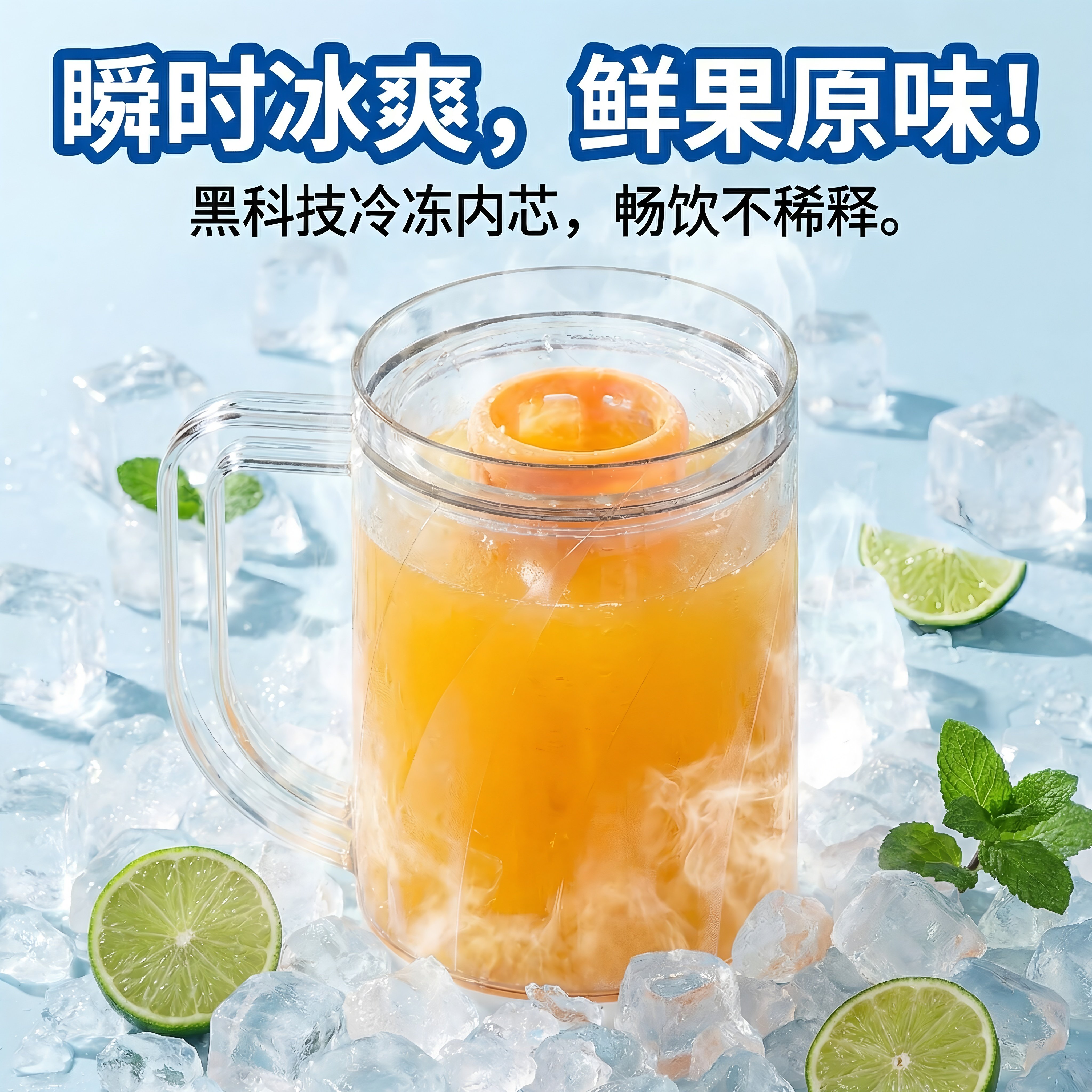 双层冰镇杯大容量啤酒杯夹层制冰杯冰箱冷冻杯子水杯冷饮杯夏天