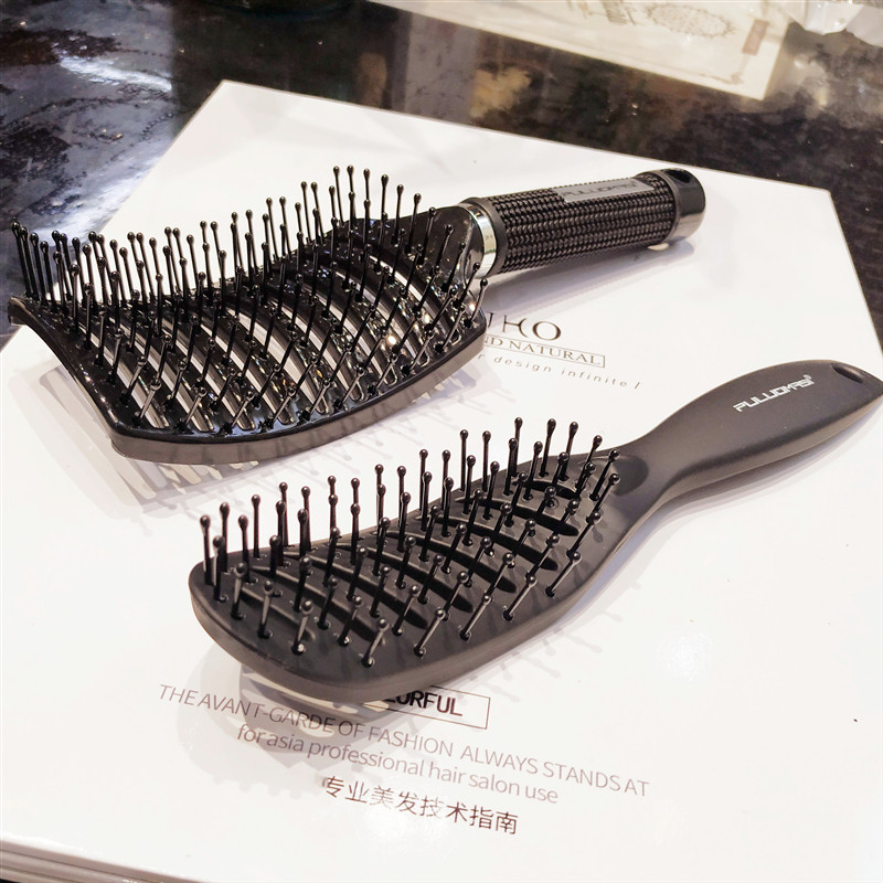 抖音顺发宽齿大弯美发梳排骨卷发造型蓬松梳男弧形按摩气垫梳子女