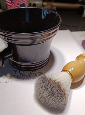 胡须打泡碗套装胡子刷男士刮胡刷剃须泡沫碗专用起泡皂刷软毛胡刷