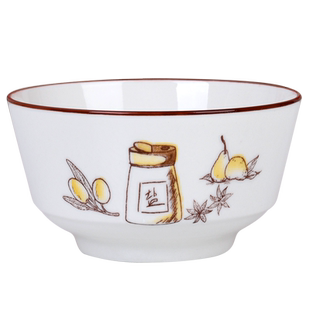 客家谣釉中彩饭碗家用陶瓷碗10个5英寸中式高脚碗柴米油盐餐具