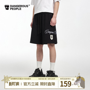 街头百搭潮五分裤 Dangerouspeople薛之谦dsp复古美式 玫瑰刺绣短裤