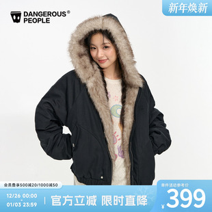 Dangerouspeople薛之谦dsp复古座山雕毛领棉服潮牌冬季 保暖厚外套