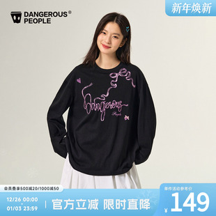 女 罩衫 Dangerouspeople薛之谦dsp蝴蝶结圆领薄T恤秋季 百搭潮长袖