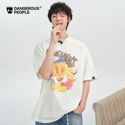 薛之谦dsp宽松喷墨印花短袖T恤