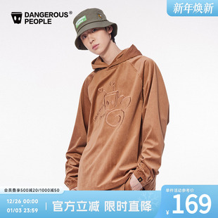 Dangerouspeople薛之谦dsp蜜蜂刺绣插肩袖 宽松休闲百搭潮连帽卫衣