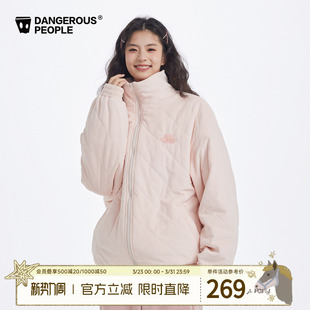 Dangerouspeople薛之谦dsp菱形格绗棉哑光丝绒百搭潮立领棉衣夹克