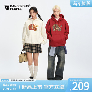 Dangerouspeople薛之谦dsp撞色贴布绣小房子加绒卫衣休闲宽松上衣