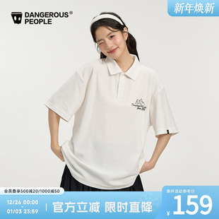 T恤 百搭宽松潮半袖 Dangerouspeople薛之谦dsp线条猫狗短袖 polo衫