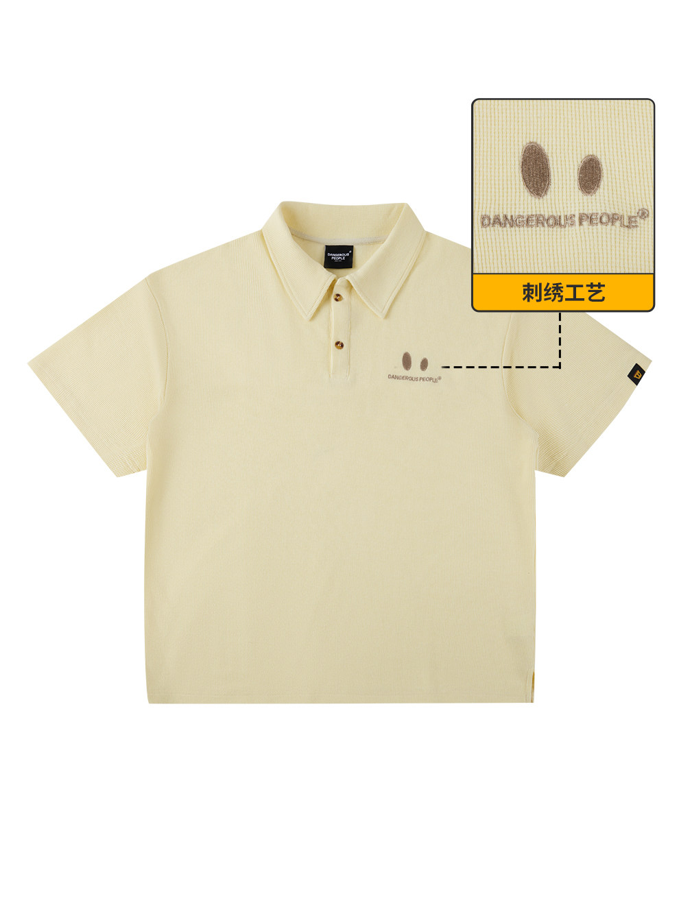 DANGEROUSPEOPLE XUE ZHIQIAN DSP CONTRAST SMALL EYE EMBROIDERY CASUAL AND VERSATILE LOOSE SHORT SLEEVE POLO SHIRT