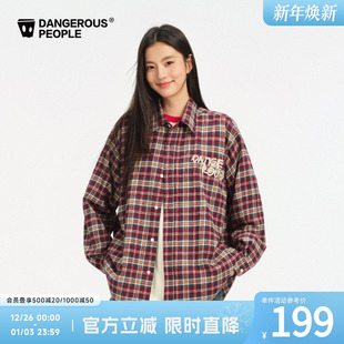 Dangerouspeople薛之谦dsp链条绣磨毛格子基础百搭潮长袖 外套 衬衫