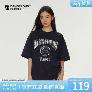 Dangerouspeople薛之谦dsp标章斑驳印花百搭潮学院风圆领短袖 T恤