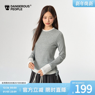 简约百搭T恤 修身 Dangerouspeople薛之谦dsp撞色拼接女款 内搭长袖