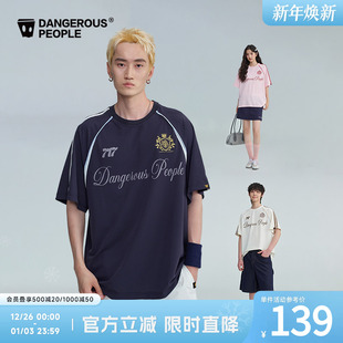T恤潮牌轻薄运动短袖 Dangerouspeople薛之谦dsp复古美式 插肩袖