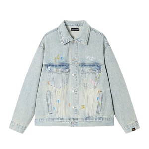 Dangerouspeople薛之谦dsp做旧设计涂鸦宽松潮酷百搭牛仔夹克外套