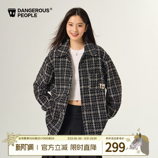 Dangerouspeople薛之谦dsp格子贴布绣花衬衫 潮牌小香风百搭外套