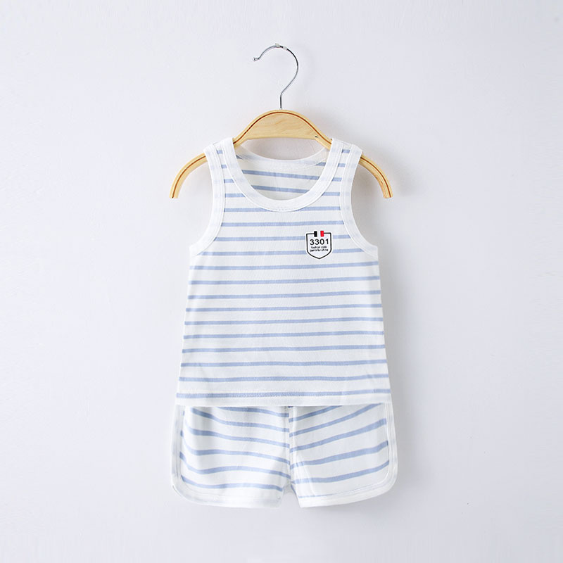 婴儿背心套装夏季薄款无骨婴幼童两件套t恤短裤男女宝宝居家衣服