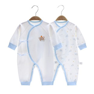 婴诗拉贝 婴儿连体衣纯棉新生儿和尚服春秋宝宝哈衣护肚宝宝爬服