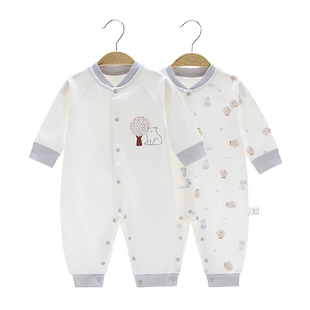 婴儿连体衣纯棉新生儿哈衣爬服长袖空调服宝宝春秋衣服