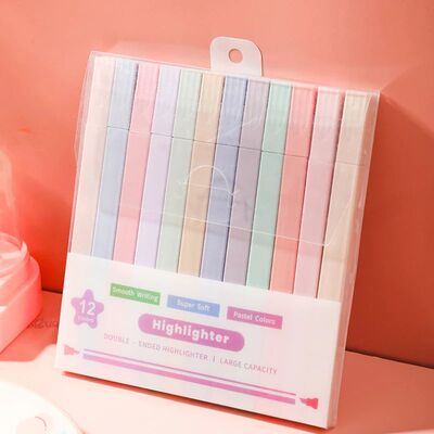 12 Pcs Double Tip Highlighter Pens Manga Markers Midliner Pa