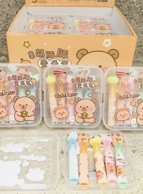 Silicone Head Capybara Highlighter Pen Set Cartoon Art Fluor