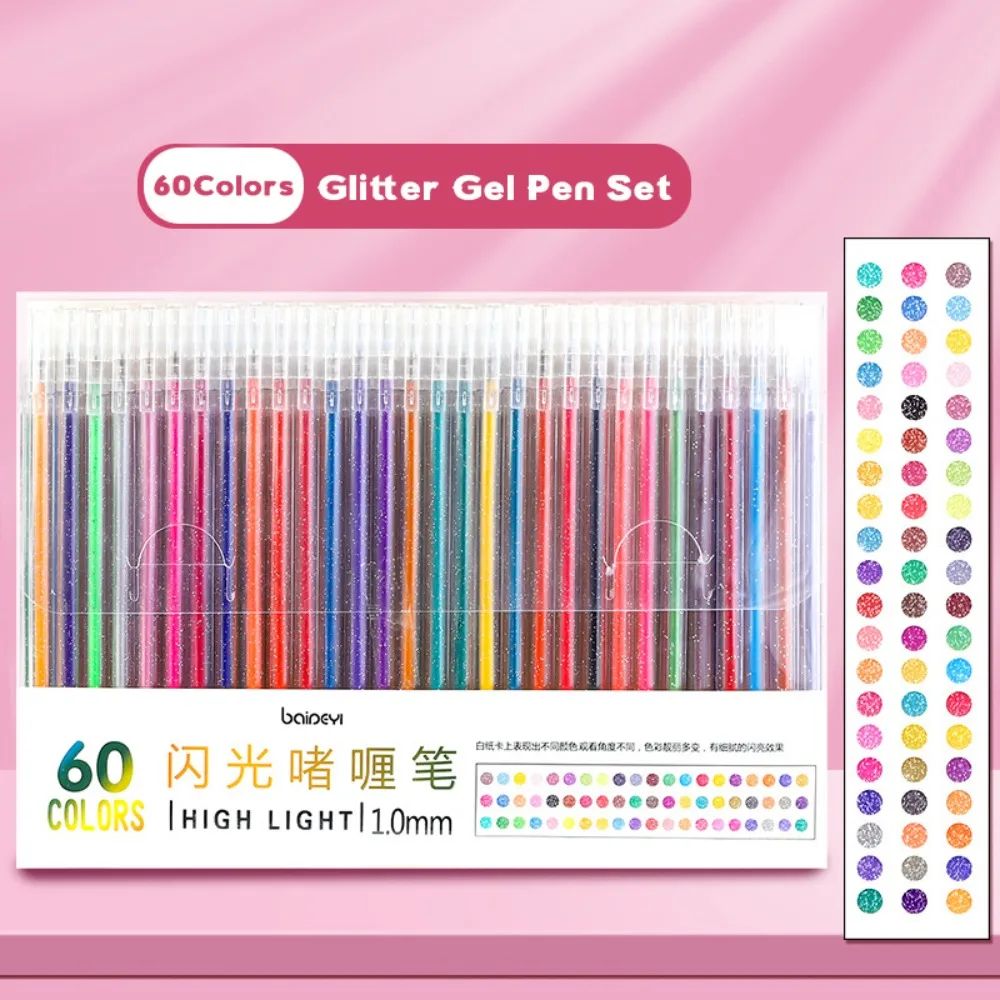 8/48/60Colors Glitter Gel Pen Handwriting Shiny Highlighter