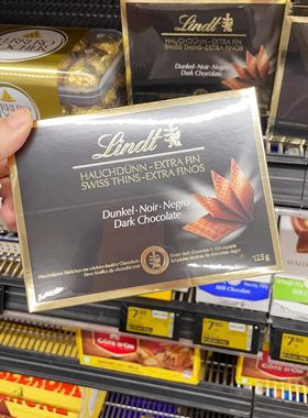澳洲代购直邮lindt Swiss Thins 瑞士莲薄片巧克力牛奶黑香橙125g