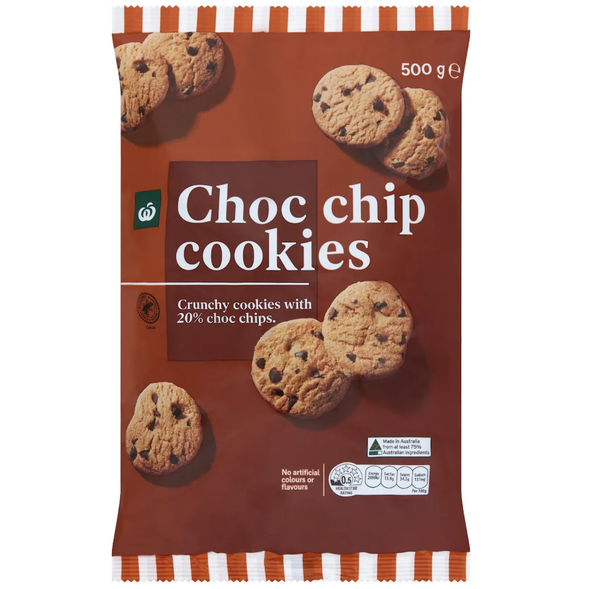 澳洲代购直邮 woolworths超市自营 巧克力豆曲奇饼干 500g 超值装