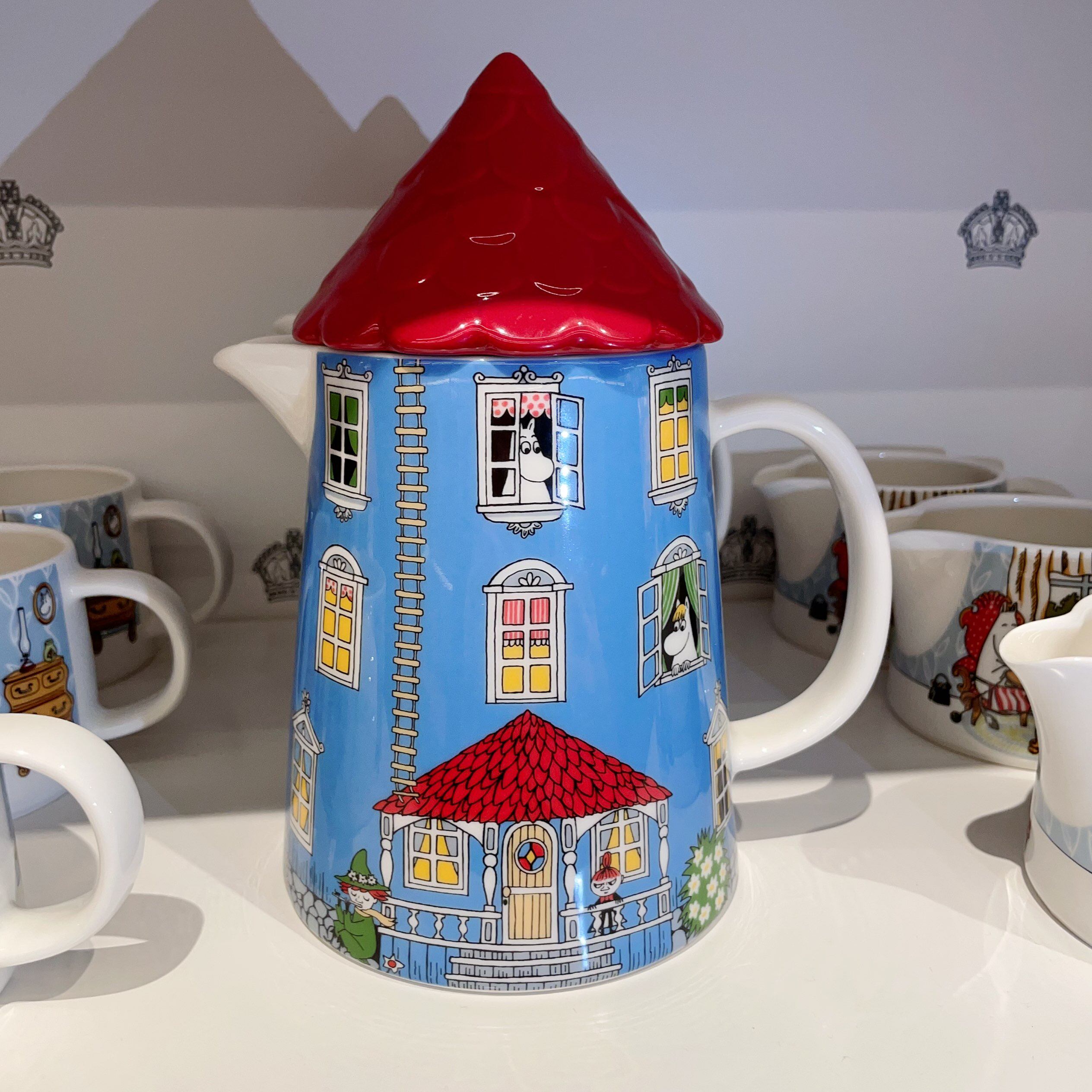 澳洲直邮MOOMIN姆明陶瓷茶壶芬兰Arabia奶壶彩釉卡通水壶大容量1L