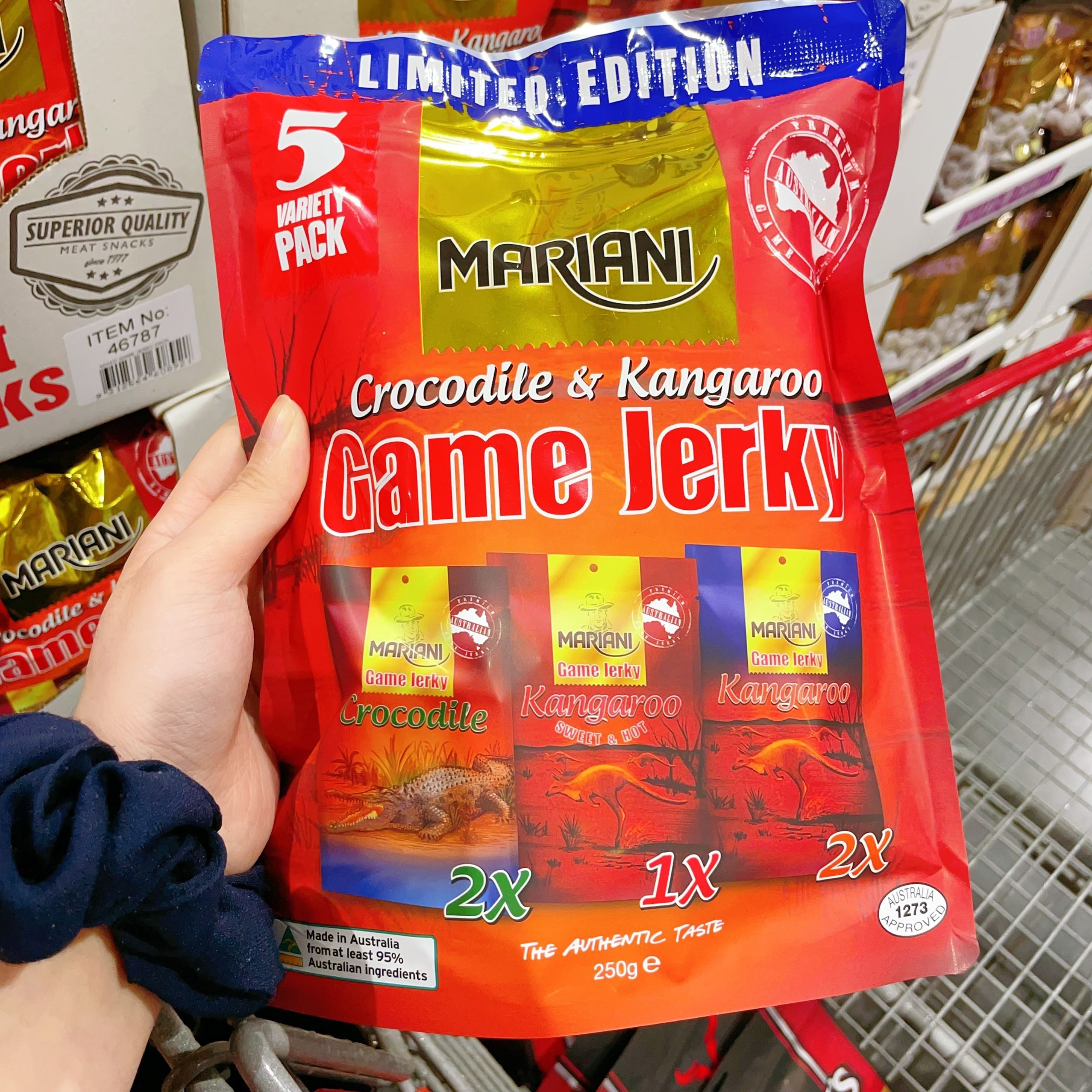 澳洲代直邮 mariani 回国伴手礼袋鼠肉干/鸵鸟肉干/鳄鱼肉干 100g