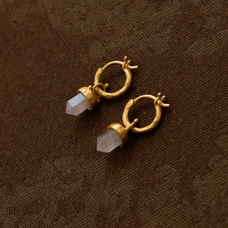 AnandaSoul摩根石耳环重工金色