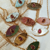 Bohemian Rhapsodie Ayin恶魔之眼系列项链半宝石吊坠眼睛锁骨链