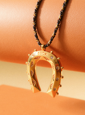 MYABAY金色马蹄铁吊坠精致项链