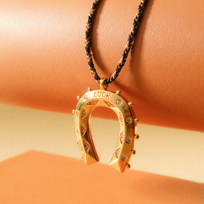 MYABAY金色马蹄铁吊坠精致项链