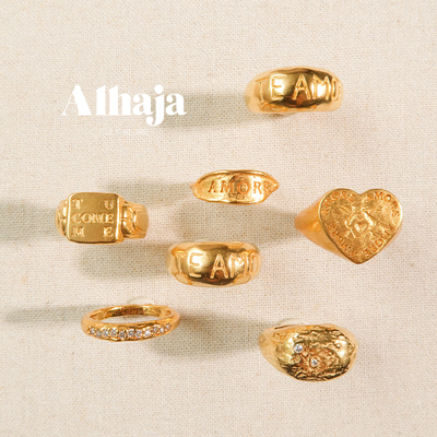 Alhaja西班牙小众金色素圈戒指