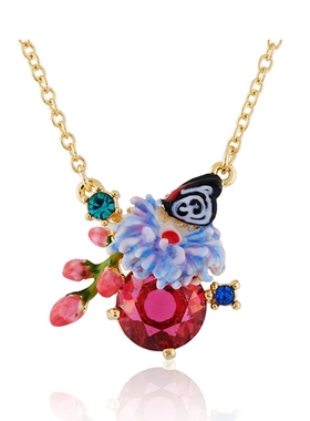 Les Nereides闪耀混搭耳环花色红宝石紫色花朵戒指耳环耳钉项链