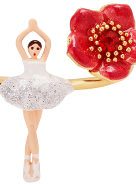 Les Nereides芭蕾女孩迷你系列 芭蕾女孩与菟葵花 可调节戒指百搭