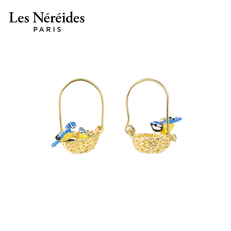 Les Nereides田野诗章系列 蓝冠山雀 耳环