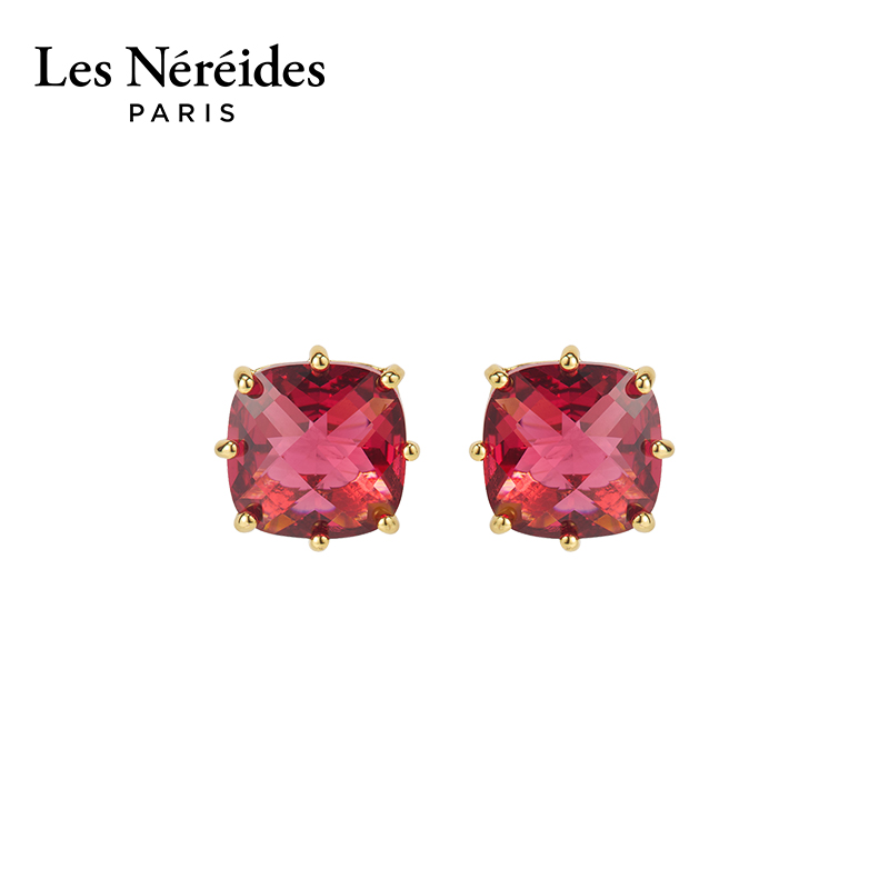 Les Nereides千叶星河系列 深粉色方形星钻 耳钉