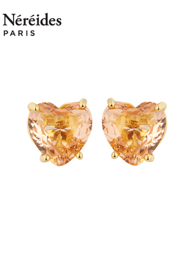 Les Nereides杏粉星钻系列 心形 耳钉