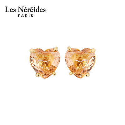 Les Nereides杏粉星钻系列 心形 耳钉