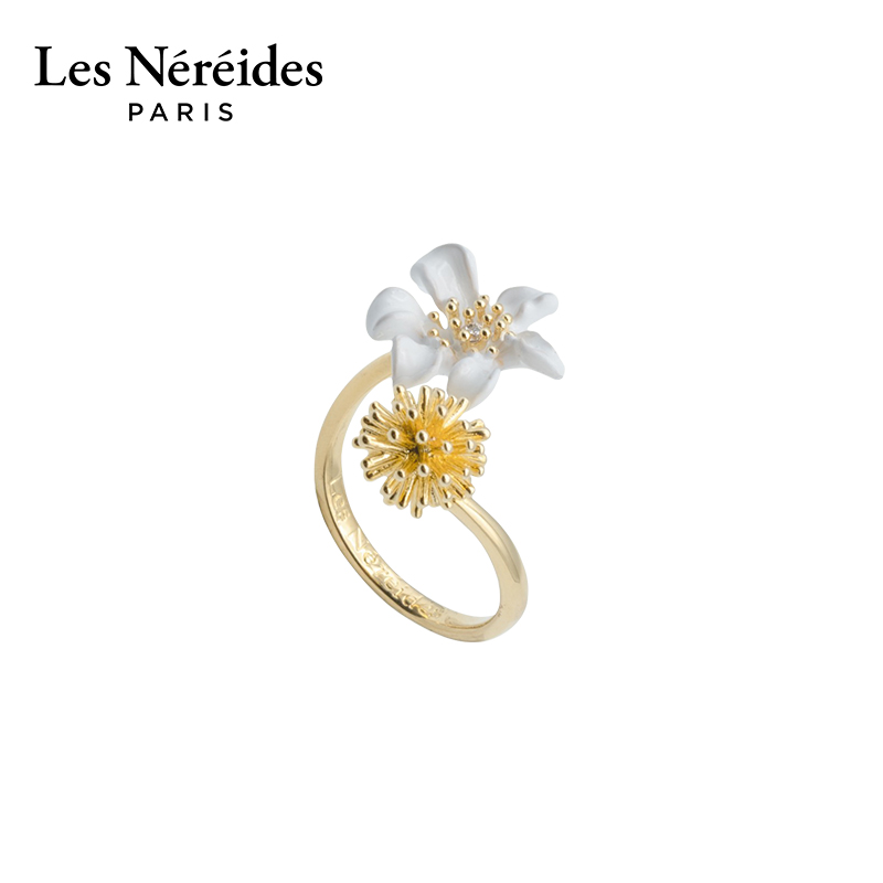 Les Nereides鎏金自然系列 铁线莲与棣棠花 可调节戒指