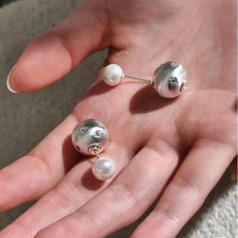 日系george melis颖儿星夜星月两戴耳钉星芒珍珠耳饰轻奢小众