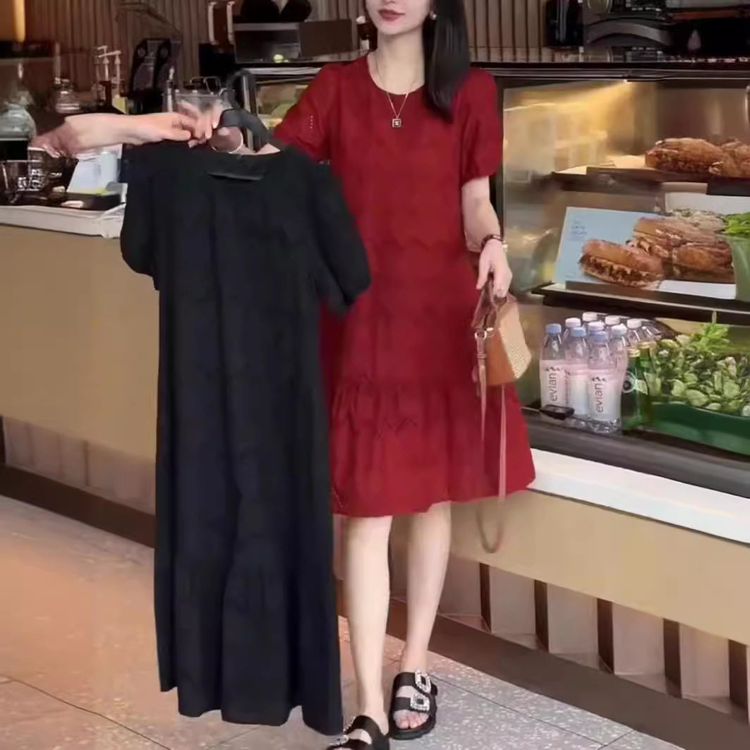 日系george melis夏季新款法式时尚宽松连衣裙短袖减龄显瘦女