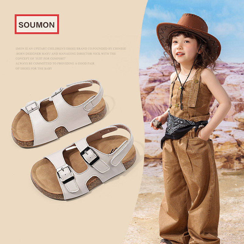 儿童勃肯凉鞋2024夏季新款男童软底真皮鞋小女孩露趾沙滩鞋宝宝鞋